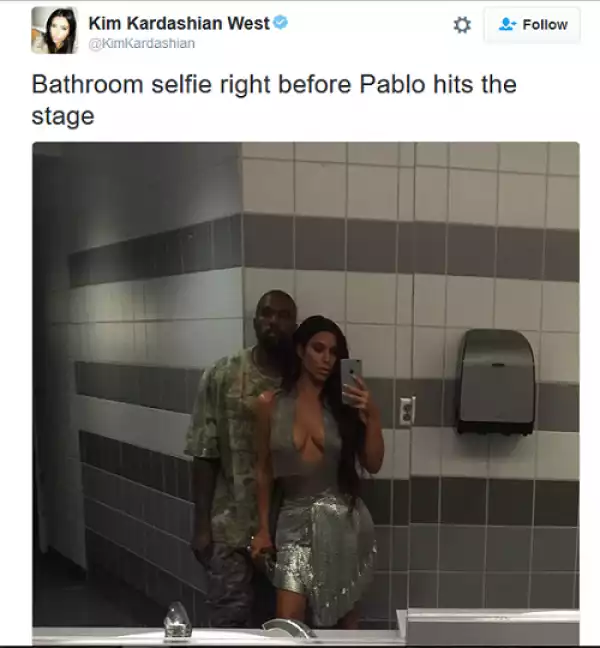 Kim Kardashian shares bathroom selfie with Kanye west
